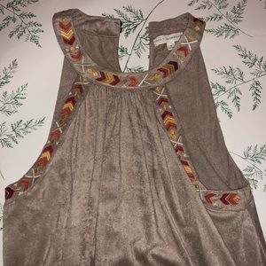 Grey/Mauve velvet/suede tank